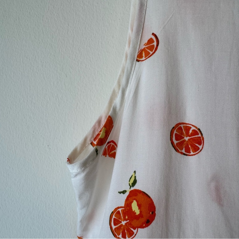 Love Notes Citrus Button-Up BlouseWhite and Orange Feminine Summer Beach 0014 - Picture 14 of 14